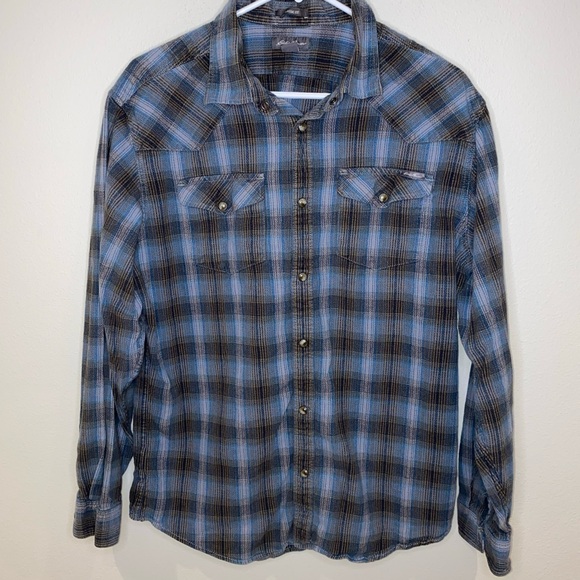 Eddie Bauer Other - Eddie Bauer Pearl Snap Flannel Classic Fit Shirt Blue Gray Plaid Men’s L